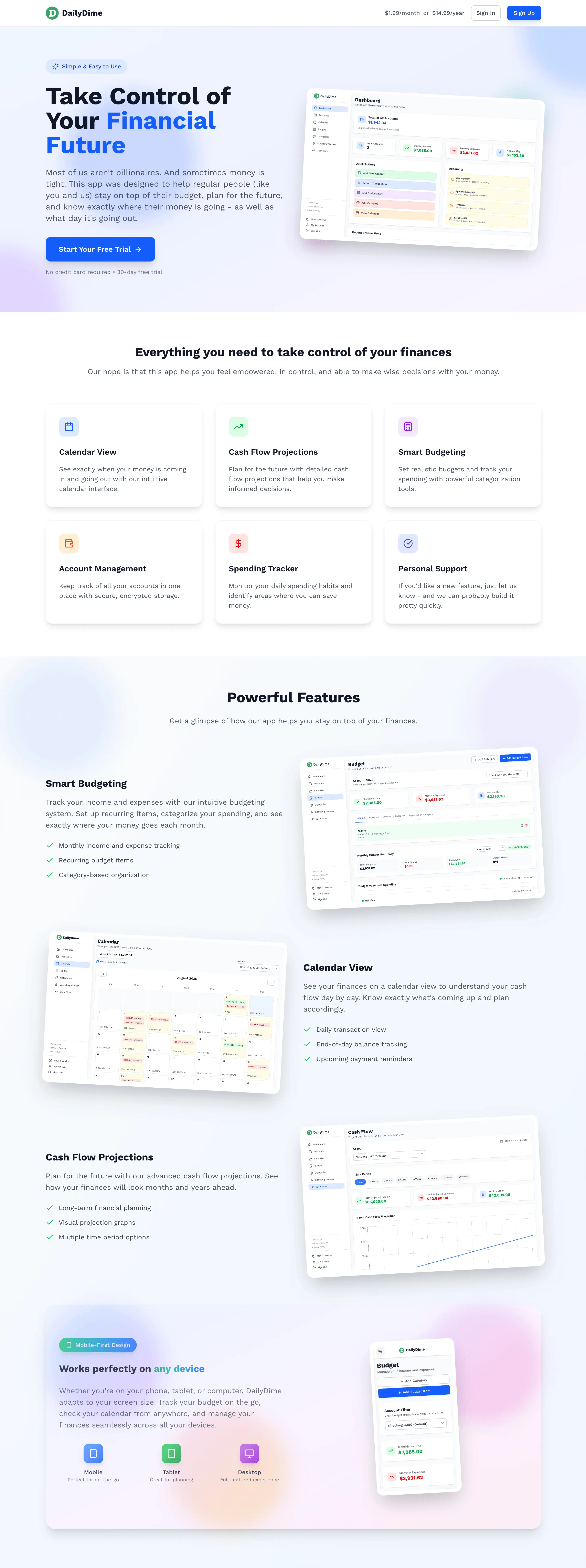DailyDime Budgeting App Site